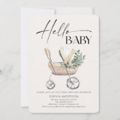 ボー男女兼用ベビーベビーカー赤ちゃんシャワー 招待状 (正面)