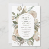 ボー素朴アイボリーバラセージグリーンブライダルシャワー 招待状 (正面)