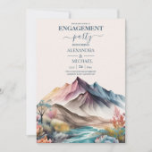 ボー素朴ウォーター色マウンテン婚約インビタット 招待状 (正面)