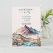 ボー素朴ウォーター色マウンテン婚約インビタット 招待状 (スタンド正面)