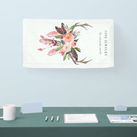 ボー素朴ウッドフローラフェザーアントラービジネス 横断幕 (トレードショー)