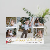 ボー素朴ウ |ハッピーホリデーズフォトコラージュ 箔シーズンカード (立ち正面)