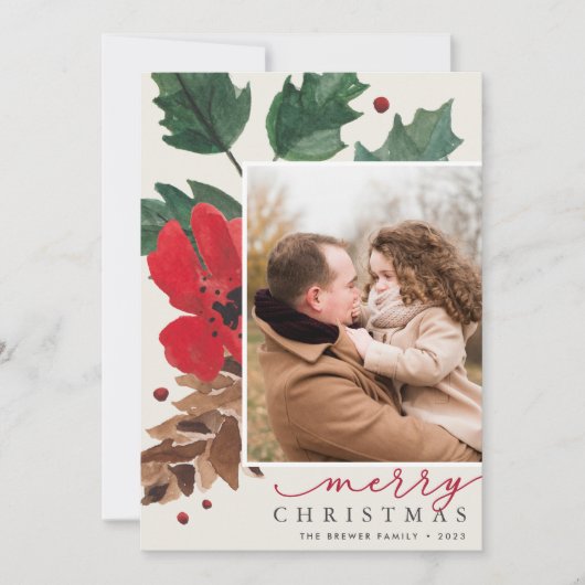 ボー素朴ウ |水彩クリスマスフォト シーズンカード (正面)