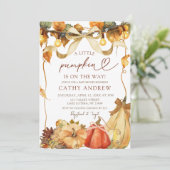 ボー素朴コケッカンプキンベイビーシャワー招待 招待状 (スタンド正面)