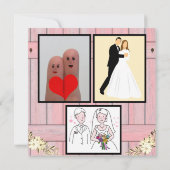  ボー素朴ゴールデングリッターピンクウッド結婚ズ  招待状 (裏面)