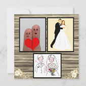 ボー素朴ゴールデングリッター木製結婚ズ 招待状 (裏面)