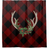 ボー素朴シカ〔雄ジカの〕枝角 |クリスマスプレドフローラ シャワーカーテン (正面)