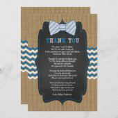 ボー素朴タイ赤ちゃんシャワー詩ありがとう 招待状 (正面/裏面)