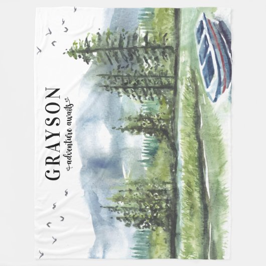 ボー素朴ト付きマウンテンアドベンチャー+名前をカスタムする フリースブランケット (正面)