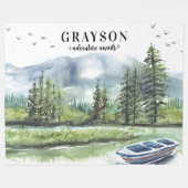 ボー素朴ト付きマウンテンアドベンチャー+名前をカスタムする フリースブランケット (正面(横))