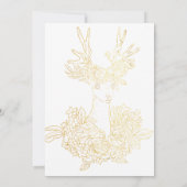 ボー素朴ド、フローラ鹿ヘッドゴールドフォイル結婚ズ 招待状 (裏面)