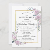 ボー素朴パープルバラフローラキンセアニェラ 招待状 (正面)