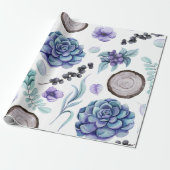 ボー素朴パープルフローラ&ウッドベビーシャワー ラッピングペーパー (アンロールド)