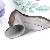 ボー素朴パープルフローラ&ウッドベビーシャワー ラッピングペーパー (ロールコーナー)