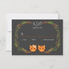 ボー素朴フォレストキャッツ結婚式招待状 出欠カード