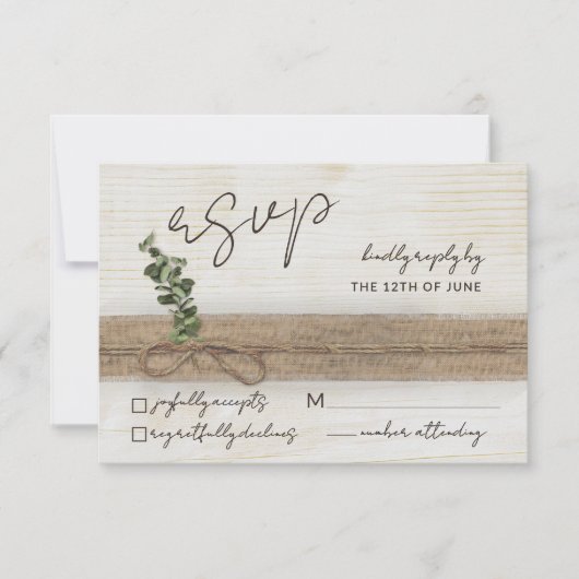 ボー素朴フローラエコウッドユーカリ結婚ス 出欠カード (正面)