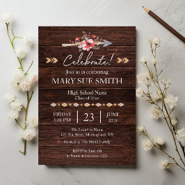 ボー素朴フローラ木目卒業 招待状