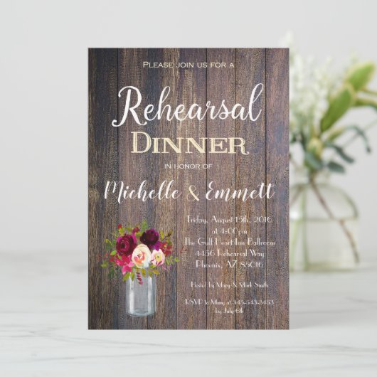 ボー素朴ブルガンディリハーサルディナー招待状 招待状 (スタンド正面)