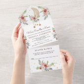 ボー素朴ブルゴーニュフローラスタームーンベイビーシャワー オールインワン招待状 (貼ってはがせる)