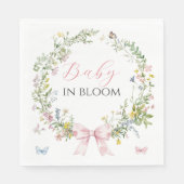 ボー素朴ベビーイン開花ピンクボウ赤ちゃんシャワー スタンダードランチョンナプキン (正面)