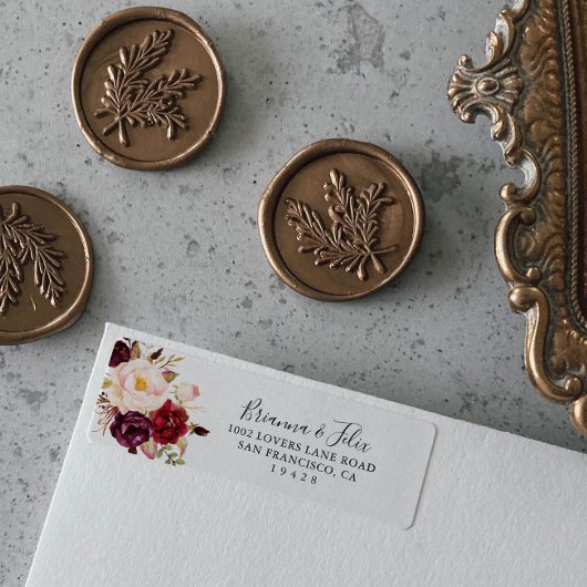 ボー素朴ホカラフルフローラ差出人住所ラベル ラベル