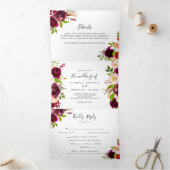 ボー素朴ホカラフルフローラ結婚ズ 三つ折り招待状 (内部)