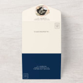 ボー素朴ホドライパームパンパスネイビーブルー結婚ズ オールインワン招待状 (外側)