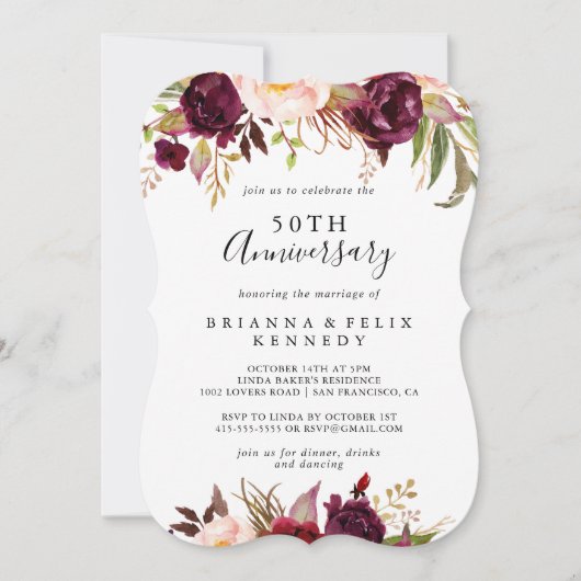 ボー素朴ホフローラ50結婚周年記念 招待状 (正面)