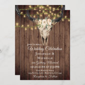 ボー素朴ースカルとウッドのラ結婚イト 招待状 (正面/裏面)