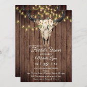 ボー素朴ースカルとライトオンウッドブライダルシャワー 招待状 (正面/裏面)