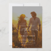 ボー素朴ートレンディーロマンチックなサンセットフォトズ結婚ーズ 招待状 (正面)