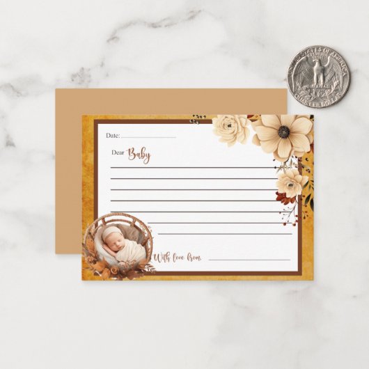 ボー素朴ーフローラベビーシャワー親愛ベビーカード ノートカード (正面/裏面インサイチュ)