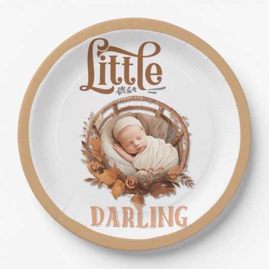 ボー素朴ーフローラベビーシャワー ペーパープレート (正面)