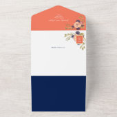 ボー素朴ーフローラ海軍とコーラル結婚ズ オールインワン招待状 (外側)