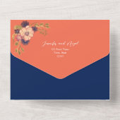 ボー素朴ーフローラ海軍とコーラル結婚ズ オールインワン招待状 (裏面)