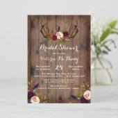 ボー素朴ーブライダルシャワーと鹿〔雄ジカの〕枝角 招待状 (スタンド正面)