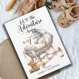 ボー素朴ー子供部屋ベビーシャワー男女兼用 招待状