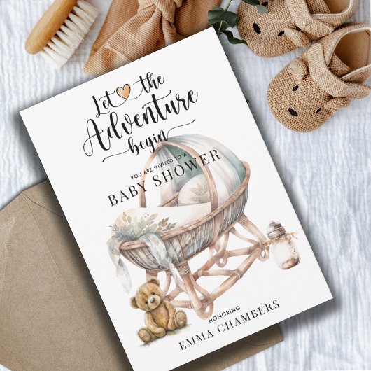 ボー素朴ー子供部屋ベビーシャワー男女兼用 招待状