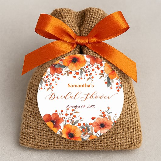 ボー素朴ー秋オレンジフラムスブライダルシャワー ラウンドシール
