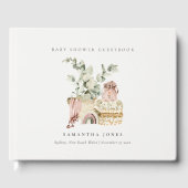 ボー素朴ー赤面子供部屋リーフ女の子ベビーシャワー ゲストブック (正面)