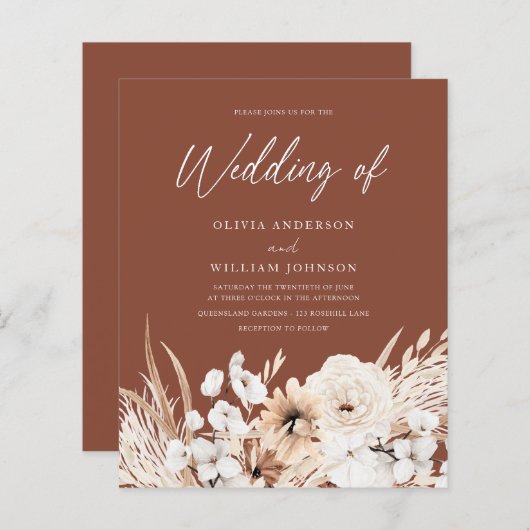 ボー結婚ホの予算招待状 (正面/裏面)