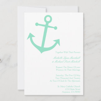 ボー航海のトいかりの結婚式の招淡い色の待（緑） 招待状