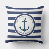 ボー航海のトいかりストライプのカスタムキャプテン名 クッション (正面)