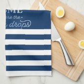 ボー航海のトいかりネイビーブルーストライプの キッチンタオル (四つ折り)