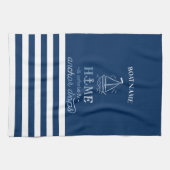 ボー航海のトいかりネイビーブルーストライプの キッチンタオル (横)