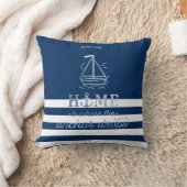 ボー航海のトいかりネイビーブルーストライプの クッション (ブランケット)
