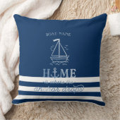 ボー航海のトいかりネイビーブルーストライプの クッション (ブランケット)