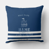 ボー航海のトいかりネイビーブルーストライプの クッション (裏面)