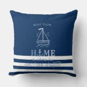 ボー航海のトいかりネイビーブルーストライプの クッション (正面)