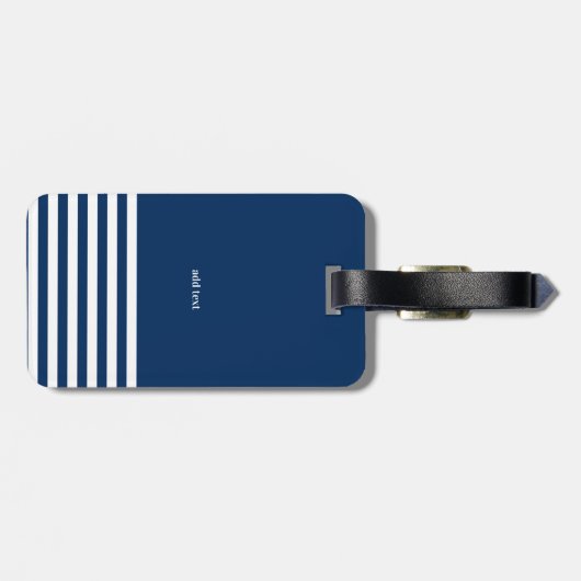 ボー航海のトいかりネイビーブルーストライプの ラゲッジタグ (裏面横)